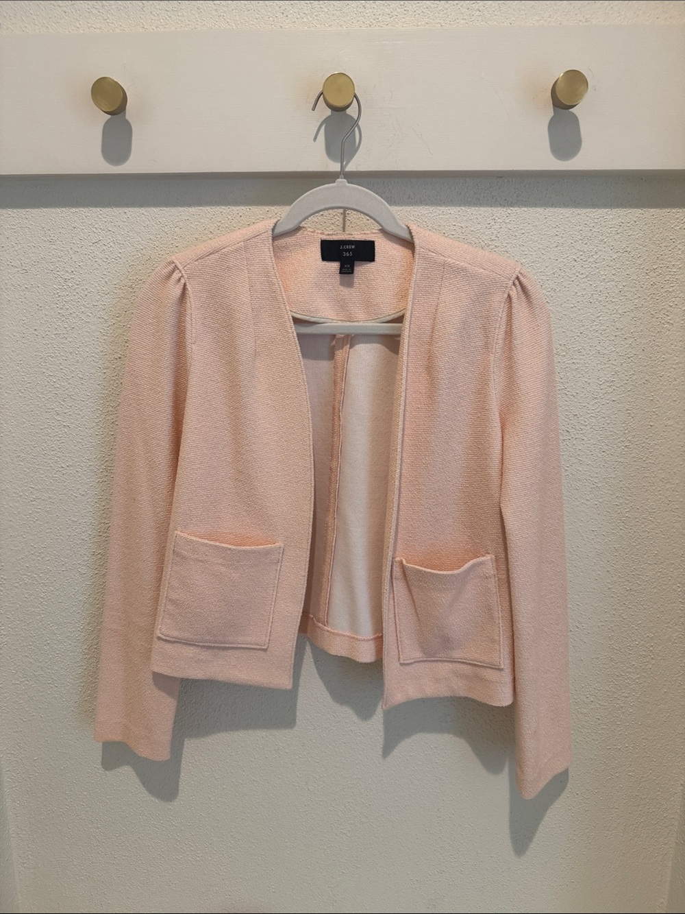 LOFT Light Pink Open-Front Textured Blazer